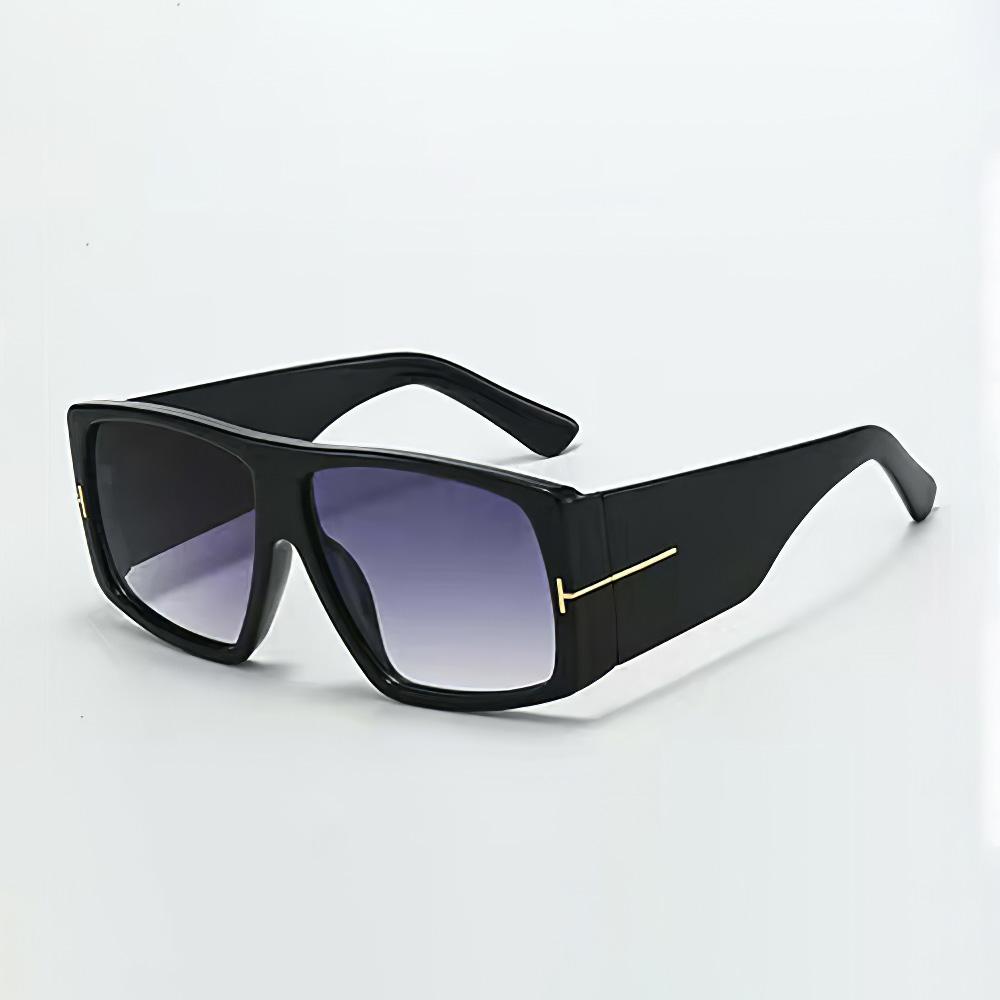 New in Sun Glasses for Women Modern Minimalist Style with Black Orange Lenses Golden Decorative Strips for Glasses Women