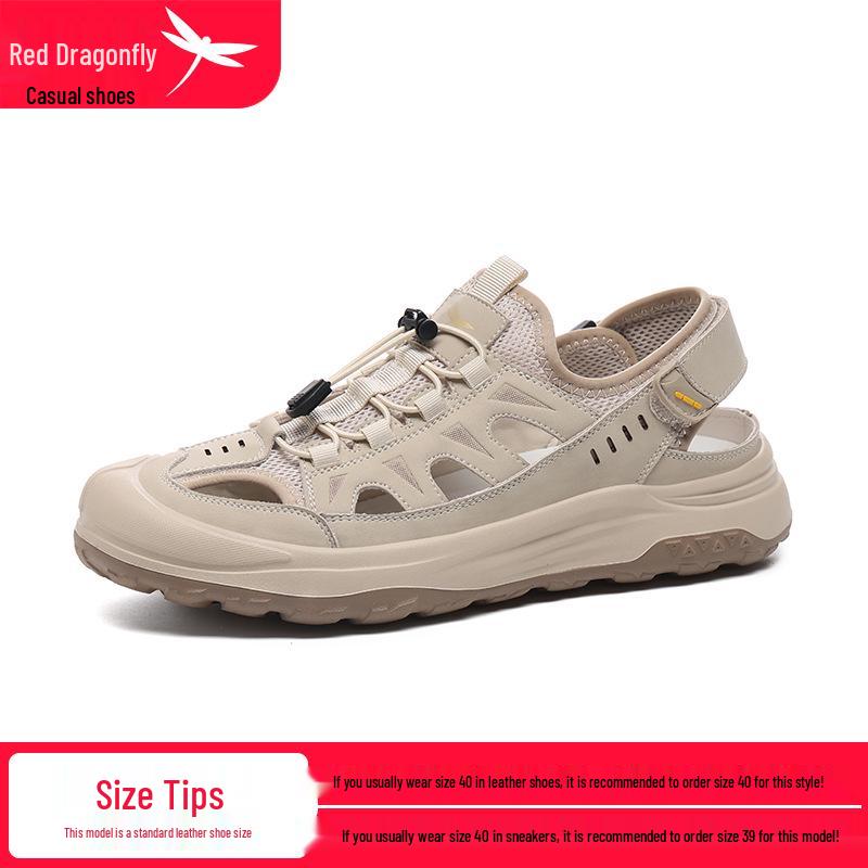 Red Dragonfly Men s Closed-Toe Non-Slip Hollow Sandals for Outdoor, Trekking, Beach, and Driving 40