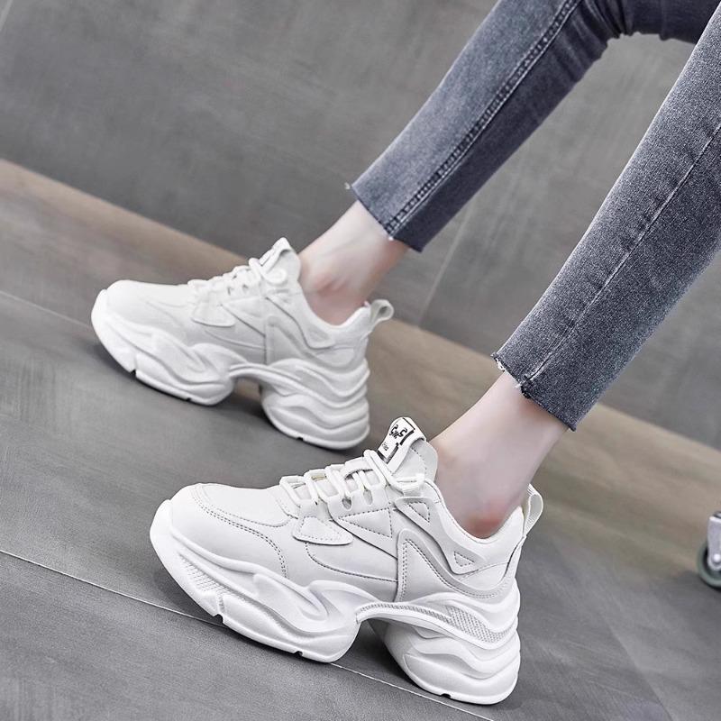 Leder Dicksohlige Erhöhende Kleine Papa Schuhe Damenschuhe Frühling und Sommer Neu Leichte Lässige Sportschuhe Damen