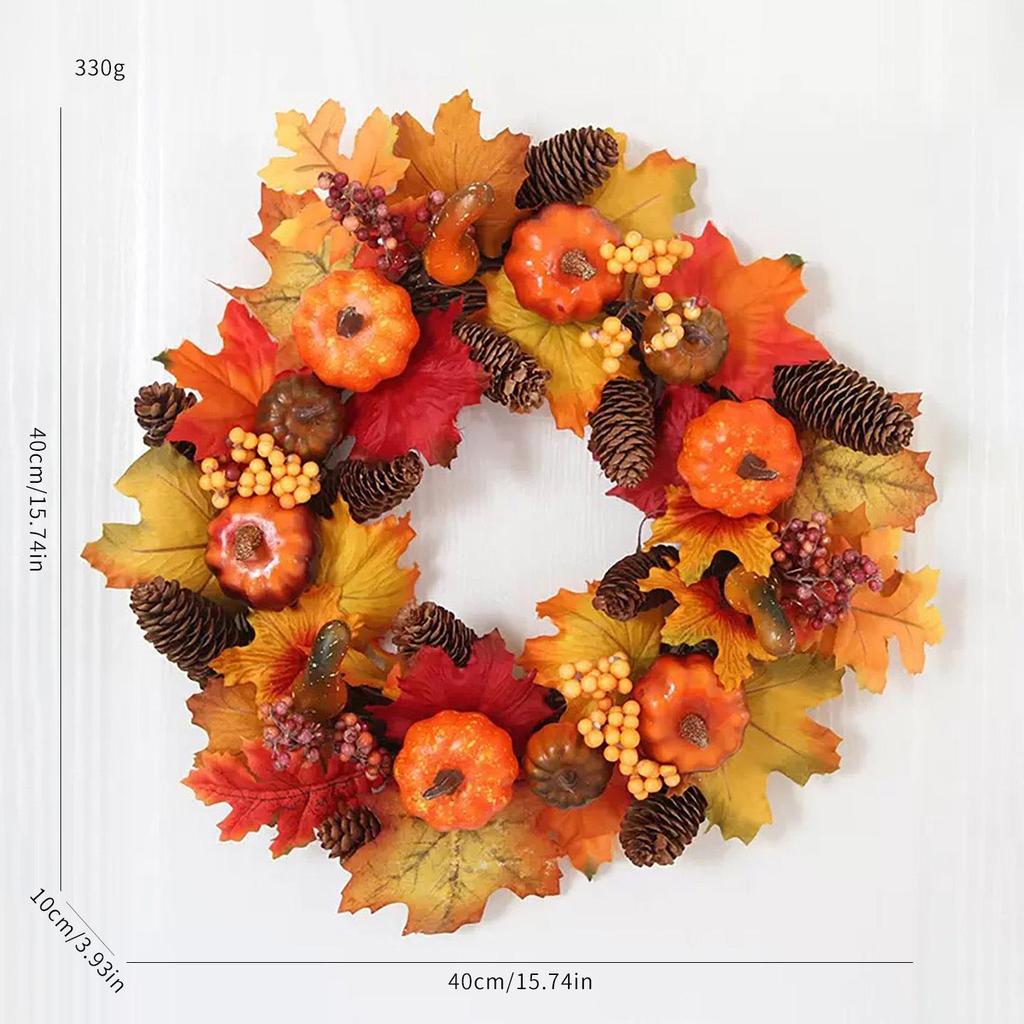 2026 Autumn Halloween Berry Pumpkin Wreath, Home & Door Decoration Vine Ring for Thanksgiving
