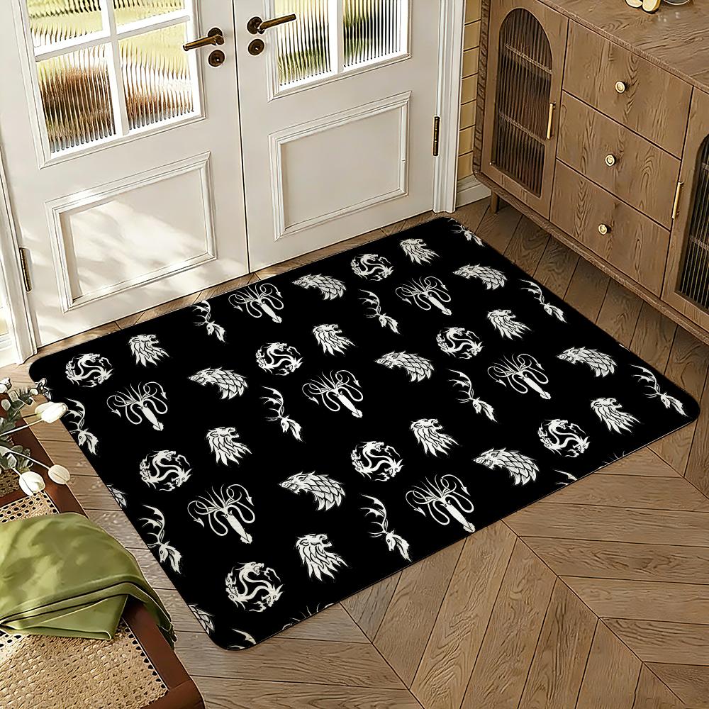 House Targaryen Logo Floor Mat Soft Thickened Absorbent Non-Slip Bedroom Living Room Door Mat Home Decor Flannel Rugs