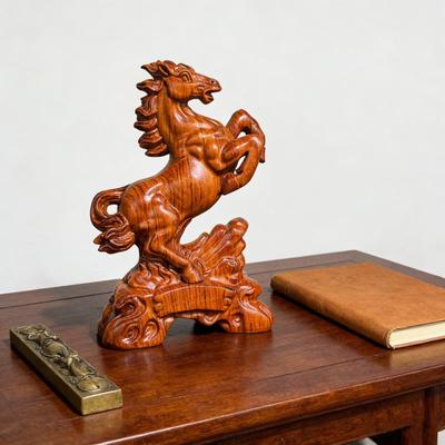 Wooden Carving Horse Figurine Simulation Horse Resin Statue Collectible Animal Sculpture Ornament Fengshui Decoration Horse Lovers Gift