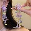 Holiday Style Silver Needle Flower Fringed Earrings Mori Series Sweet Small Fresh Temperament Earrings Niche High-end Earrings Women
