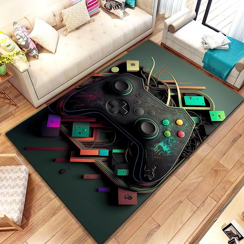 3D 80s Gamer Controller Area Rug Large,Carpet Rug for Living Room Bedroom Kitchen Decoration,Kid Play Game Non-slip Floor Mat