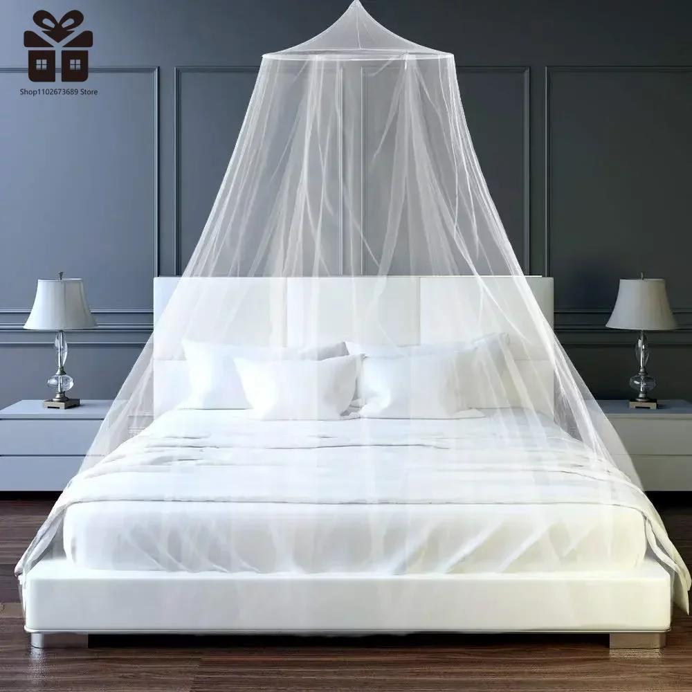 4 Colors Summer Elgant Hung Dome Mosquito Net for Double Bed Summer Polyester Mesh Fabric Home Bedroom Baby Adults Hanging Decor