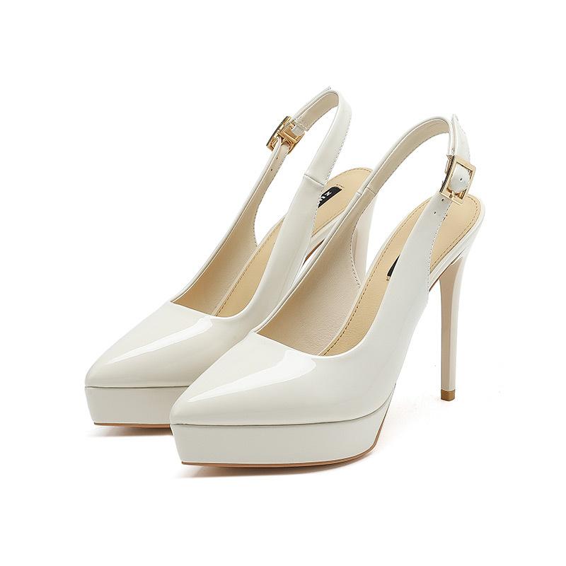 

C сумка голова задняя пустые сандалии женские летние острый нос тонкий каблук высокие каблуки сексуальные водонепроницаемый стол супер высокий каблук одиночные туфли женские 40