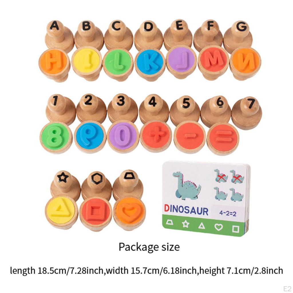 Wooden Alphabet Number Stamp Educational Toy Supplies Gifts Arts and Crafts Stampers Numbers 0-9 for