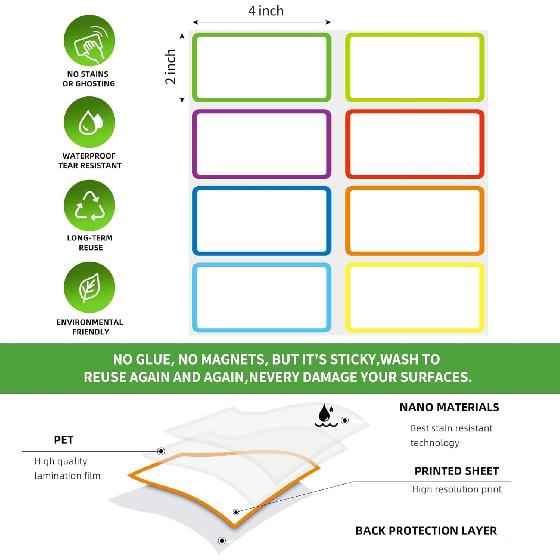 Reble Dry Erase Labels Sticky Notes for Storage B Organizing Jar Pantry, Waterproof Removable Label Stickers for Kitchen Office School All Purpose