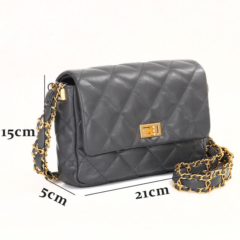 Chic Calfskin Mini Bag - Diamond Pattern Chain Crossbody