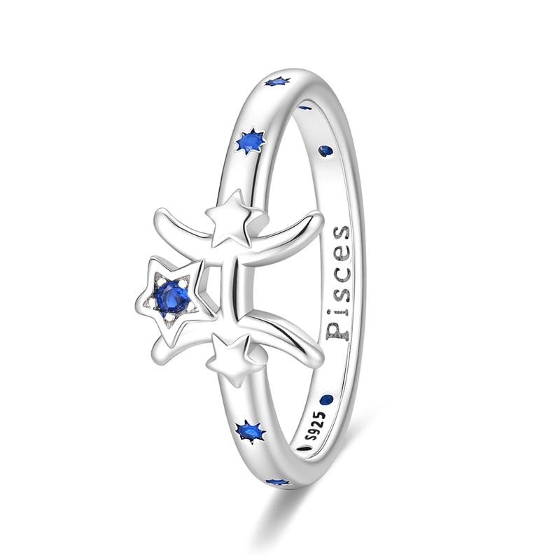 New 925 Silver Twelve Constellation Series Zircon Ring For Women Fit Wedding Party Jewelry Gifts