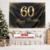 Party Backdrop 60Th Birthday Black Elegant Sparkling Flat Golden Velvet Texture Accents Photo Background Decor Front Door Decor