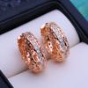 LSOOYH Clip Earrings Rose Gold Color Fashion Earring For Women Hollow Cubic Zirconia Hoop Earrings Jewelry