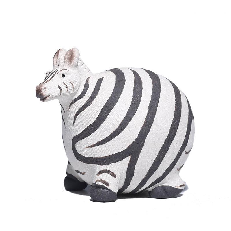 

Handmade Fat Zebra Purple Clay Cute Horse Tea Pet Retro Exquisite Miniatures Tea Figurine Play Toys Tea Statue Accessories Gift