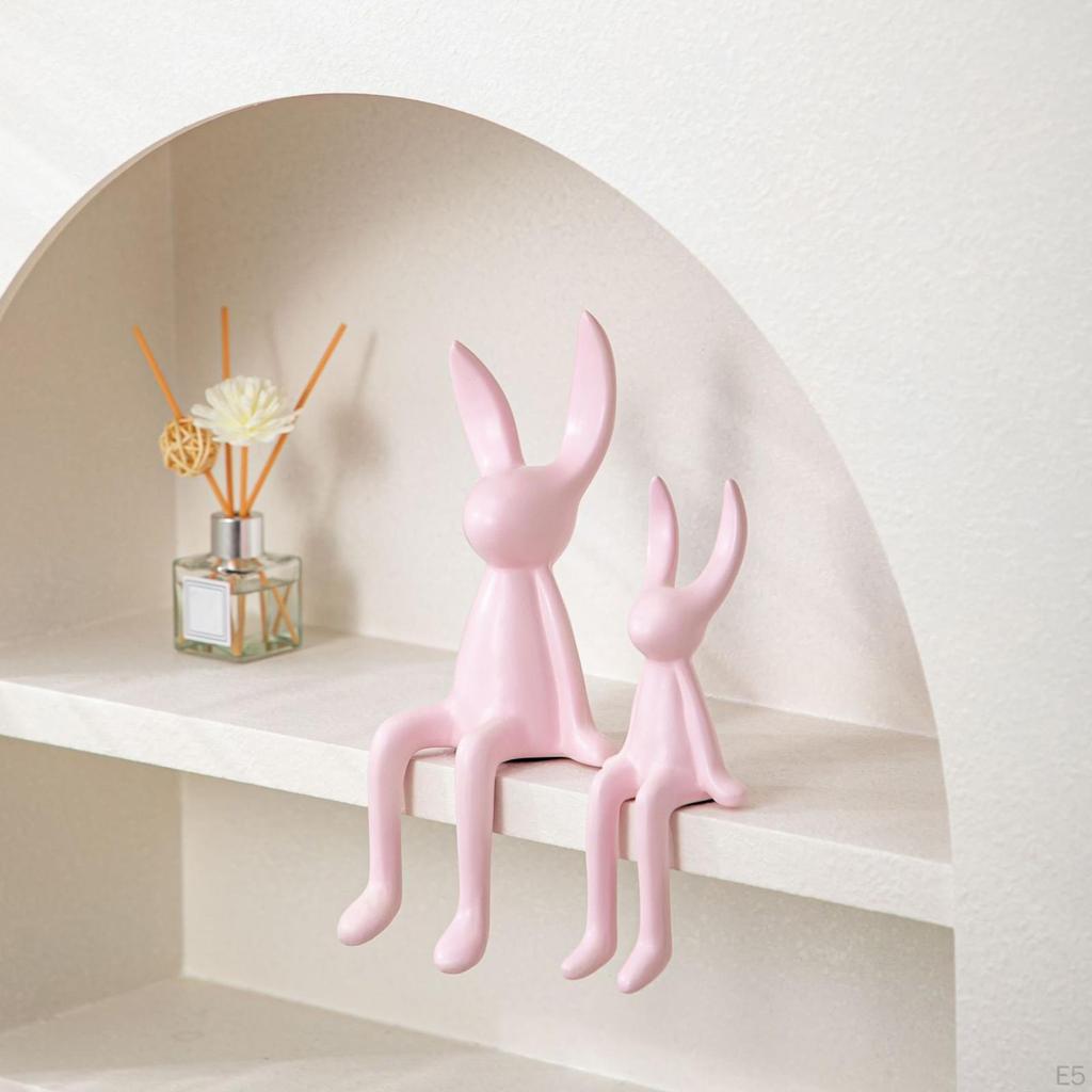 2 Stück Keramik Sitzende Dekorationsfiguren Abstrakte Tierplastik Sammlerstück Regalornament für