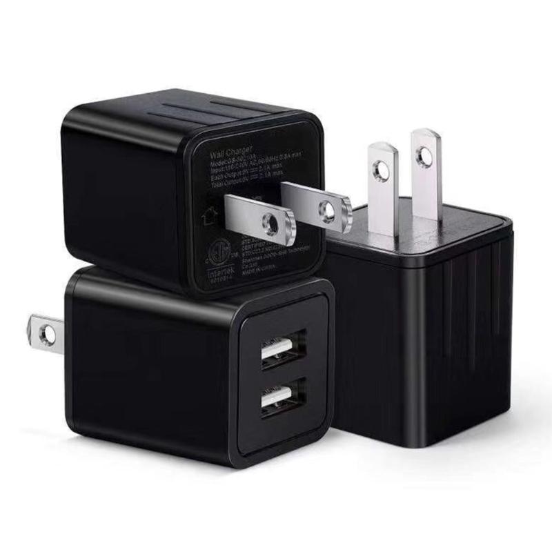 Minimalist Design Two USB Charger Portable Fast Charging Block for Use in Office, Home, or On the Go