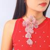 Rhinestone Cutout Flower Neck Pendant Luxury Floral Tassel Necklace  Banquet