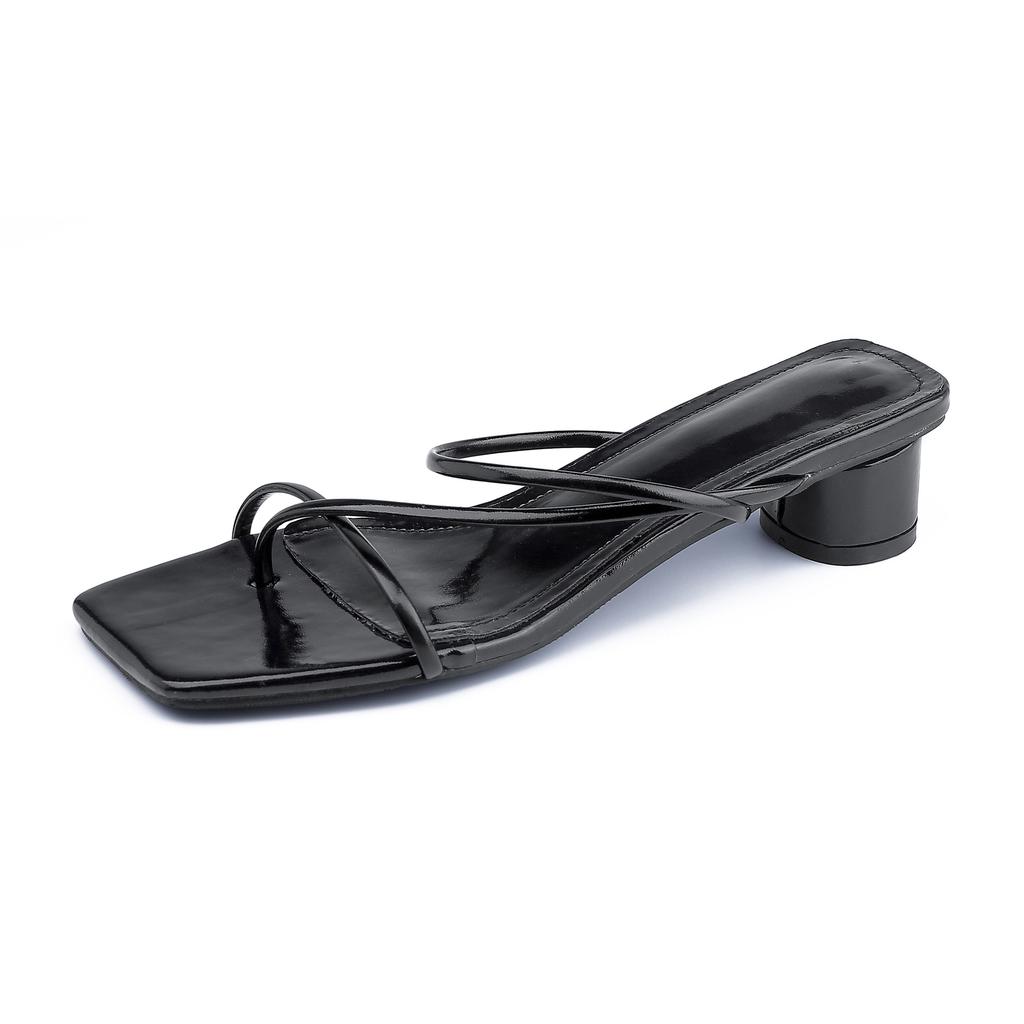 2025 new slippers outer wear women's summer versatile high-heeled sandals not tired feet French temperament sandals women's summer commuting