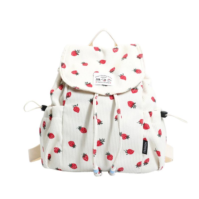Mochila escolar estilo ins coreano de pana para mujer con estampado dulce mochila pequeña para estudiante mochila casual con cordón para ir al trabajo