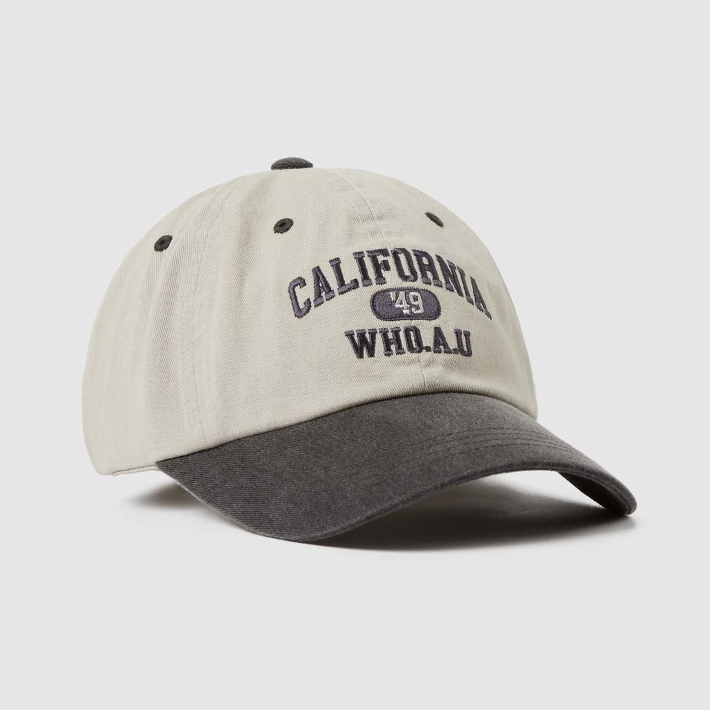 Whoau Pigment Washing Color Block Ball Cap / WHACE2332A