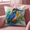 Kingfisher Watercolor Painting Cushion Cover Multi-Scene Pillow Cover for Home & Car - Reversible, Soft & Durable for Daily Use
