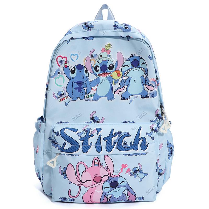 

Kids Stitch Lilo Nylon Backpack Padded Laptop Pocket Multifunctional Storage светло-синий