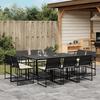 VidaXL Garden Dining Set 11 Pcs Cushions Black Wicker, Outdoor Dining Set, Dining Furniture of 3295064