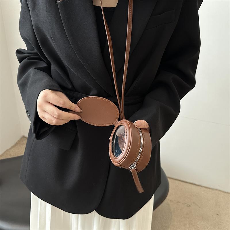 Oval Lady's Box Bag with A Mirror for Makeup, Lipstick Hanging Bag, Mini Crossbody Bag
