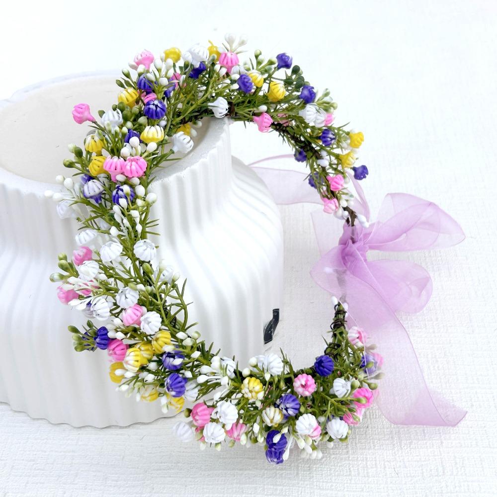 Boho Style Floral Headband Simulated Flower Wedding Headpiece Bridal Wreaths  Seaside Vacation