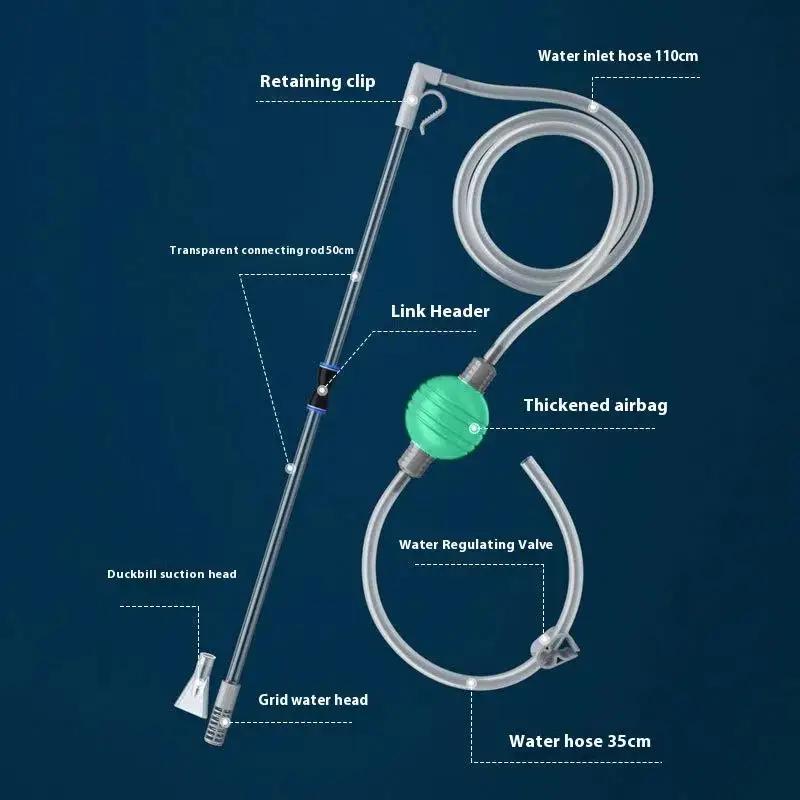 Schimbător de apă pentru acvariu Curățător de pietriș pentru acvariu Pompa schimbător de apă cu sifon Vid Tub de apă