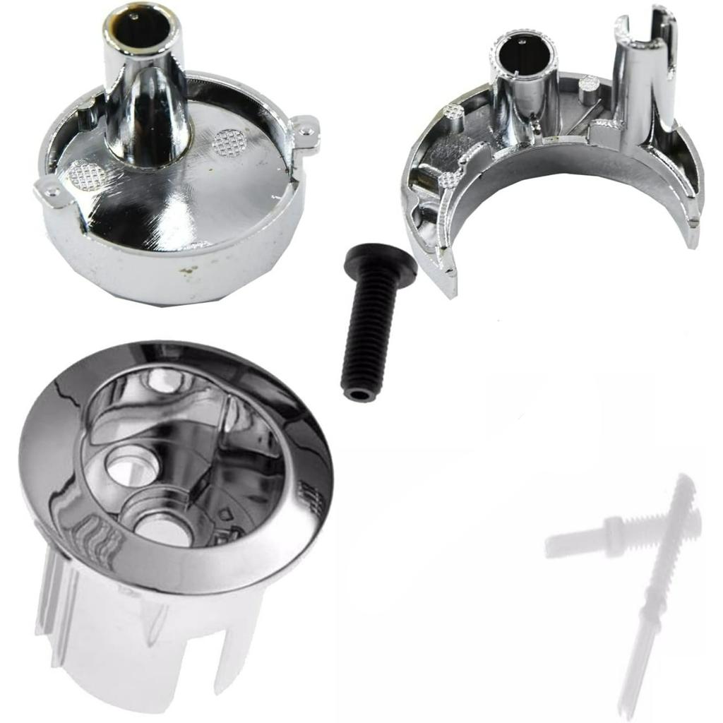 Dual Flush Push Button Threaded Push Rods Short Body D2D Chrome Compatible with AH0001800R