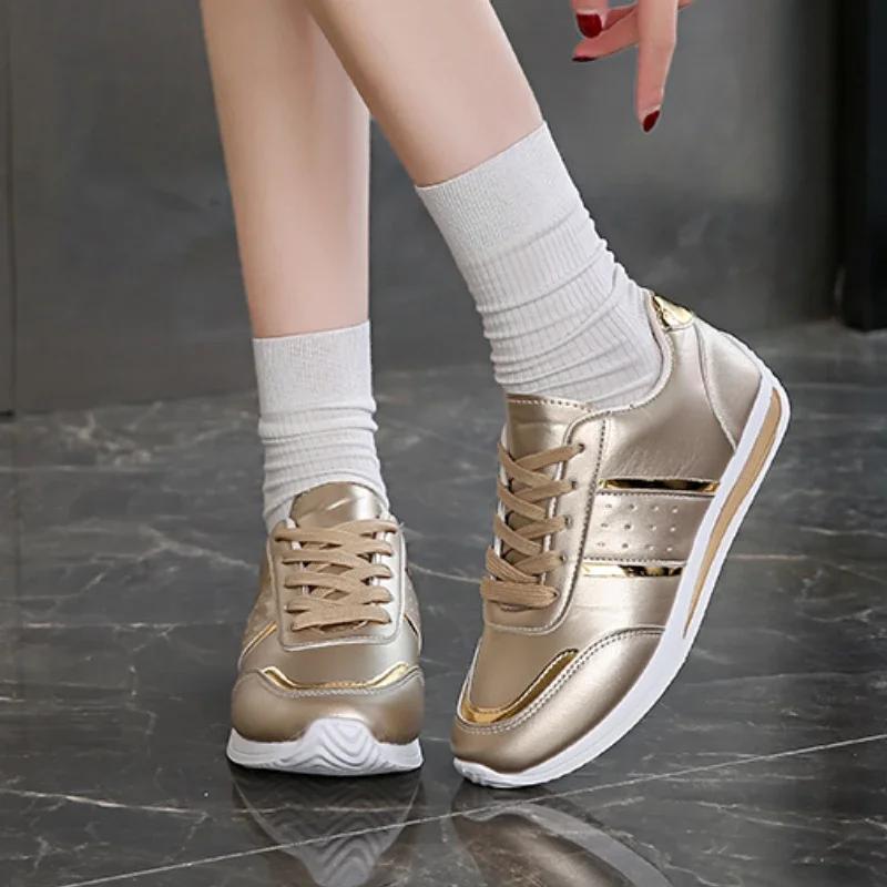 Shoes for Women New Lace Up Women's Vulcanize Shoes Autumn Solid Flat Casual Comfortable Large Size Sports Shoes Zapatos Mujer