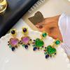 Vintage Silver Needle Rhinestone-Inlaid Heart Stud Earrings - Court Style, High-End Niche Luxury