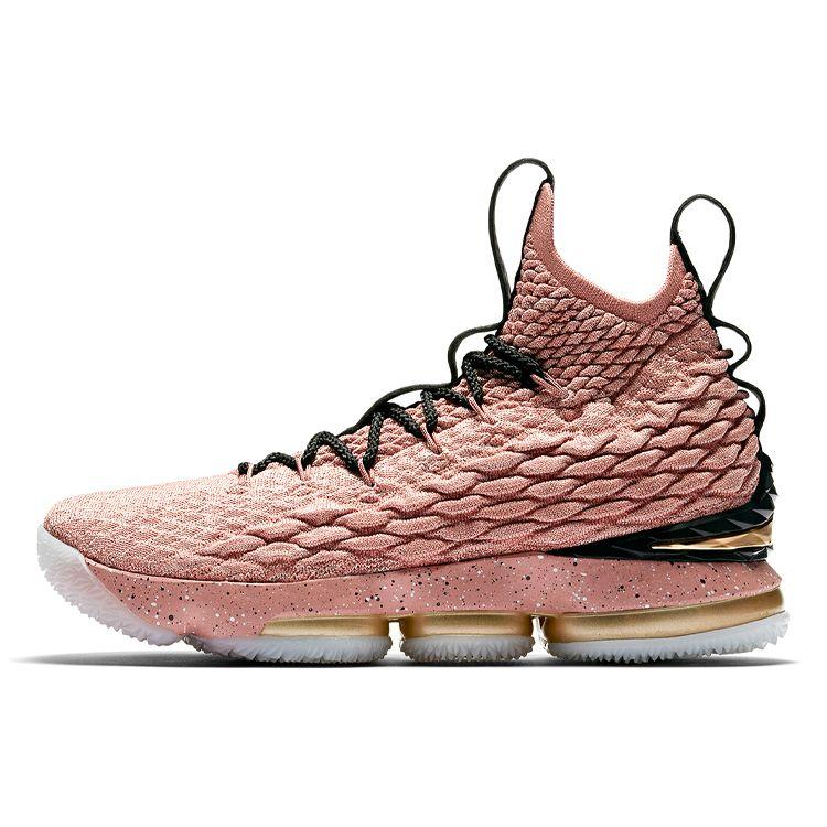 

Мужские кроссовки Nike LeBron 15 Hollywood разноцветные ржаво-розовый металлик-золотой-черный 897650-600