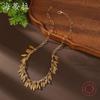 New Gold Small Leaf Fringed Necklace, Women's Retro Versatile High-end Leaf Necklace