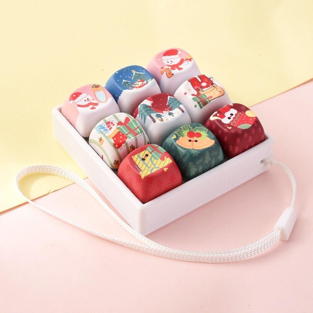 9-Key Keycap Fidget Keychain Creative Keyboard Clicker Toy Keyring Christmas Gift