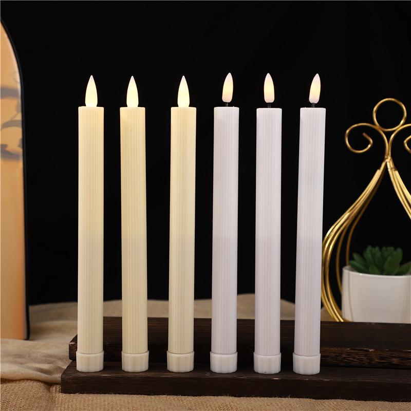 

Светодиодная рождественская свеча с вертикальными полосами для украшения свадеб, вечеринок и дней рождения Bullet Head белый