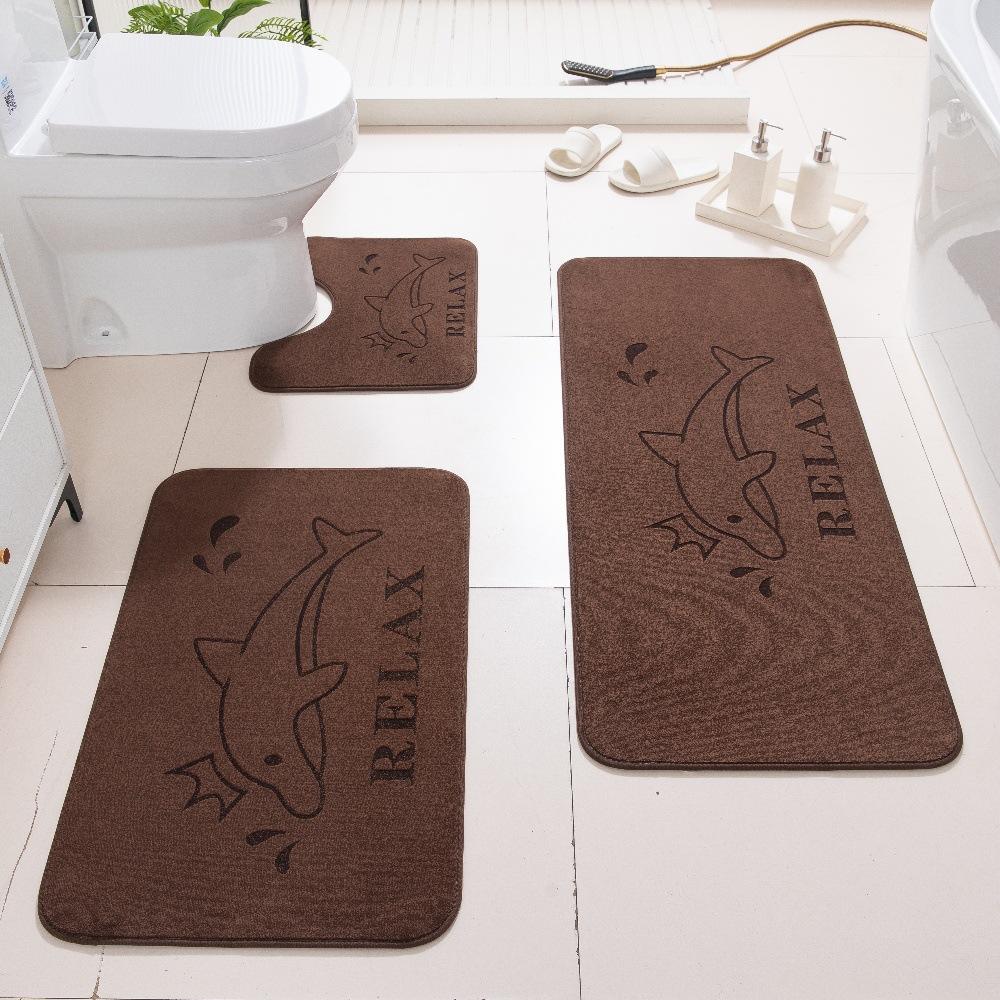 3D Carved Three-Dimensional Bathroom Floor Mat Toilet Three-Piece Non-Slip Absorbent Carpet