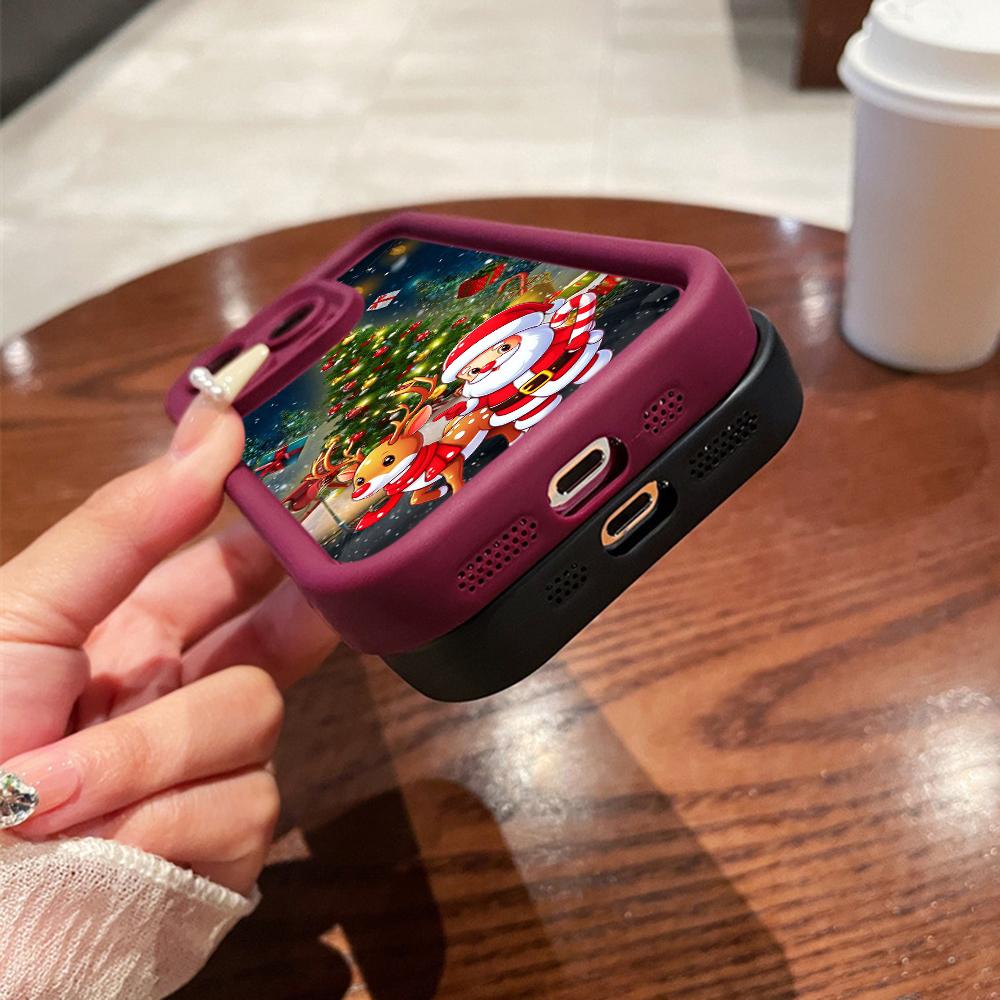 Ae121 Merry Christmas Santa design art Phone Cases for iPhone 16 14 13 11 Pro Max 15 7 8 6 Plus 12 mini XR XS Max SE Angel Eye Ladder Protective Cover