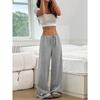 Women's Clothing, New Styles, Casual Pants, Striped, Solid Color, Elastic, Drawstring, Cotton, Straight Leg Pants