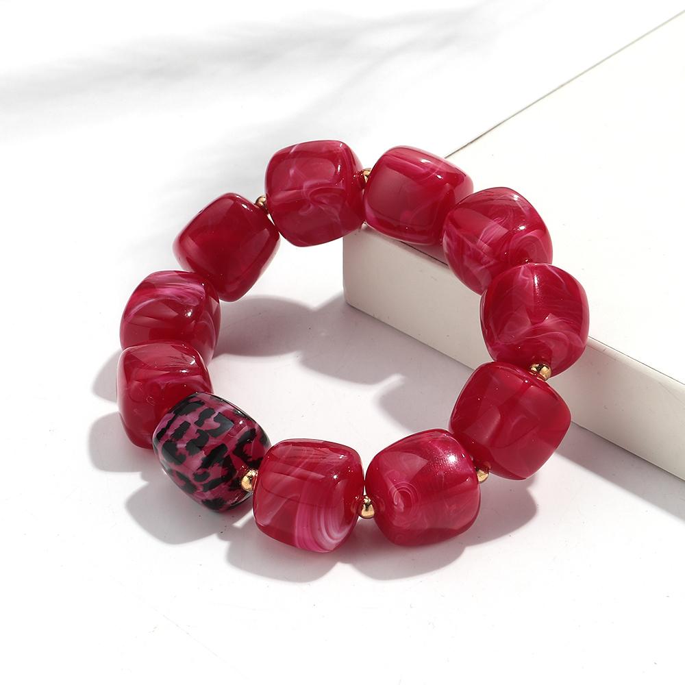 Colorful Acrylic Chunky Irregular Square Beaded Bracelet for Women Trendy Imitation Stone Resin Bracelets Fashion Jewelry Gifts