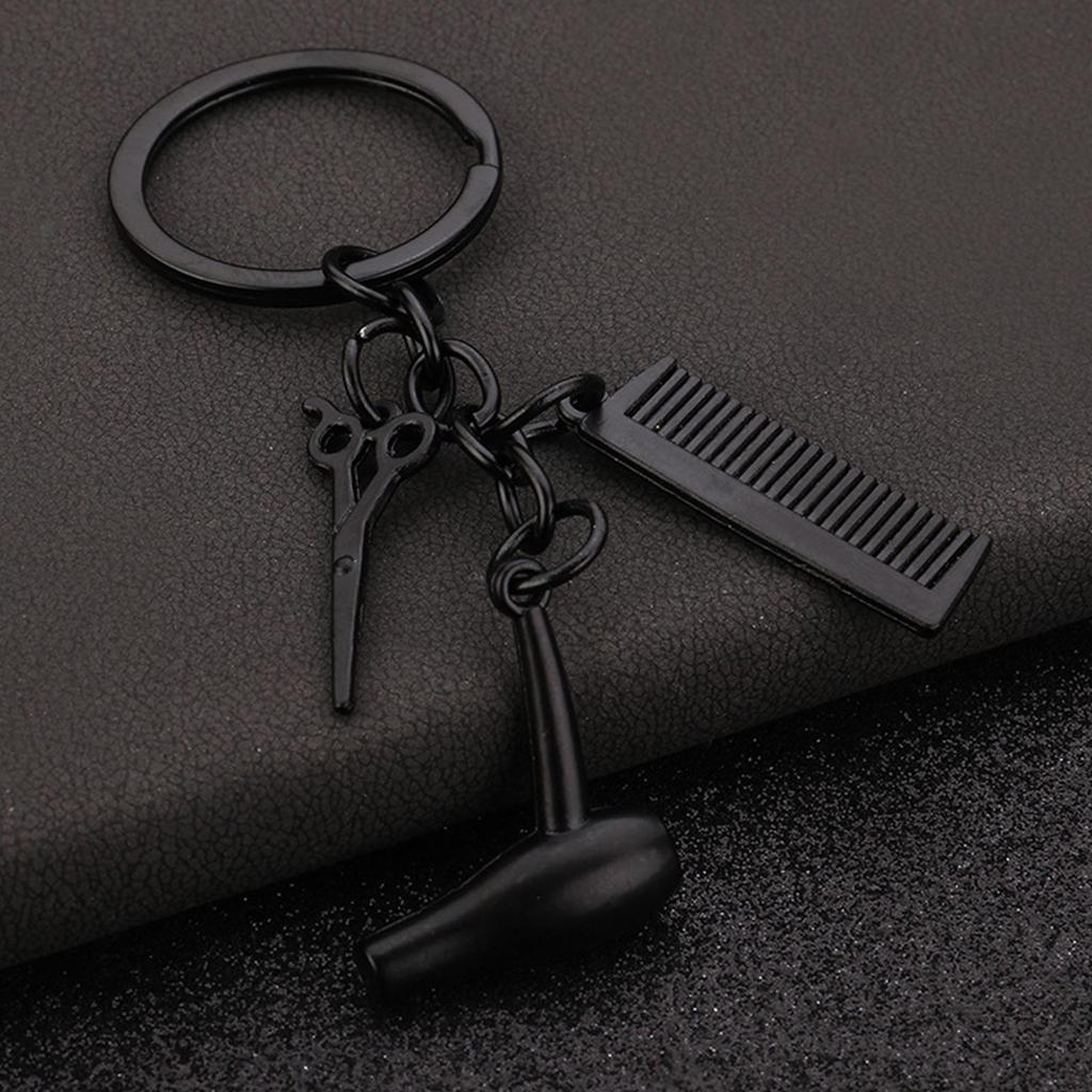 Washing, Cutting, Blowing, Alloy Keychain Scissors, Electric Wind Blowing Comb Pendant, Keychain Jewelry Pendant