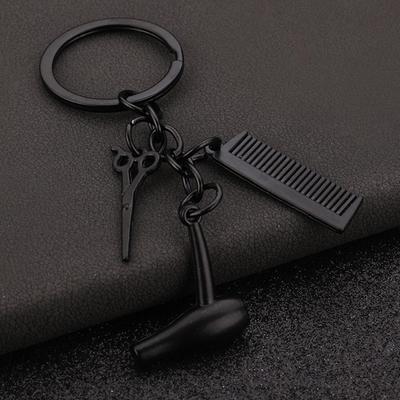 Washing, Cutting, Blowing, Alloy Keychain Scissors, Electric Wind Blowing Comb Pendant, Keychain Jewelry Pendant