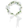 Bride Flower Crown Wreath Bride Garland with Ribbon Wreath Handmade Headband Headpiece Fairy Tiaras Wedding Hair Accessories