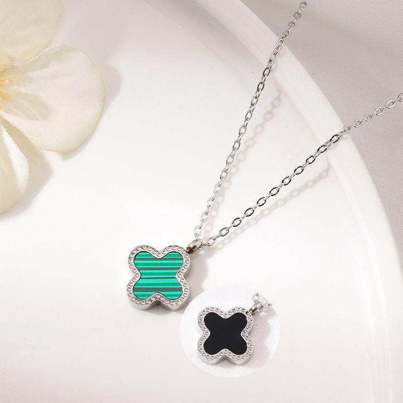 

Невыцветающая двухсторонняя подвеска Lucky из титановой стали с четырьмя листами клевера, женское простое женское украшение премиум-класса Sense Niche Design