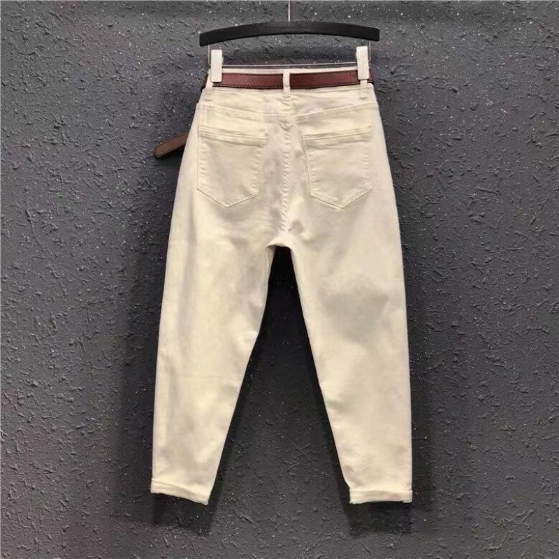 Plus Size Jeans for Women Spring and Summer High Waisted Loose Casual Cropped Pants Harem Pants