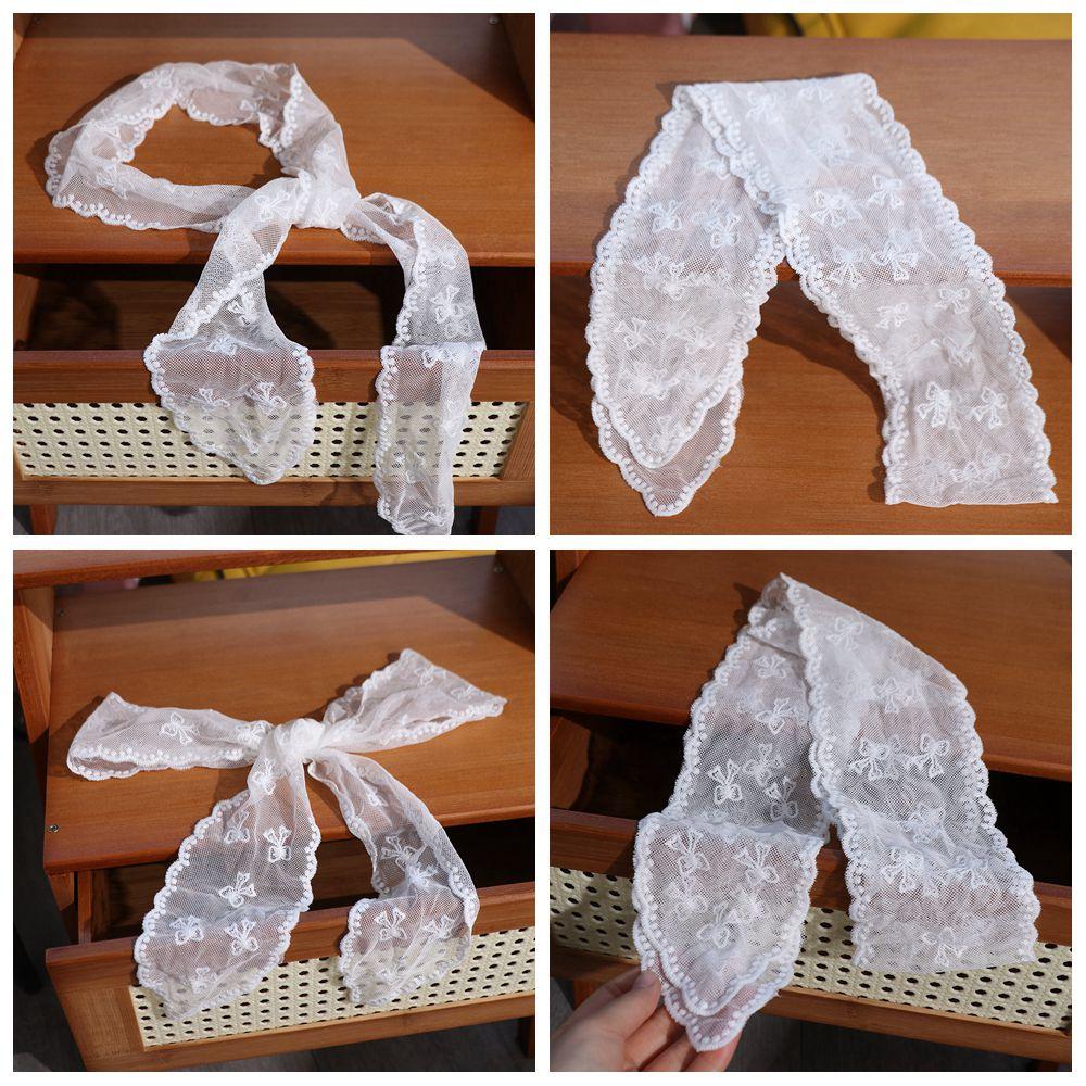 Adjustable Lace Hair Scarf Pastoral Style Ribbon Hair Strap Sweet Bow Headband Photograh