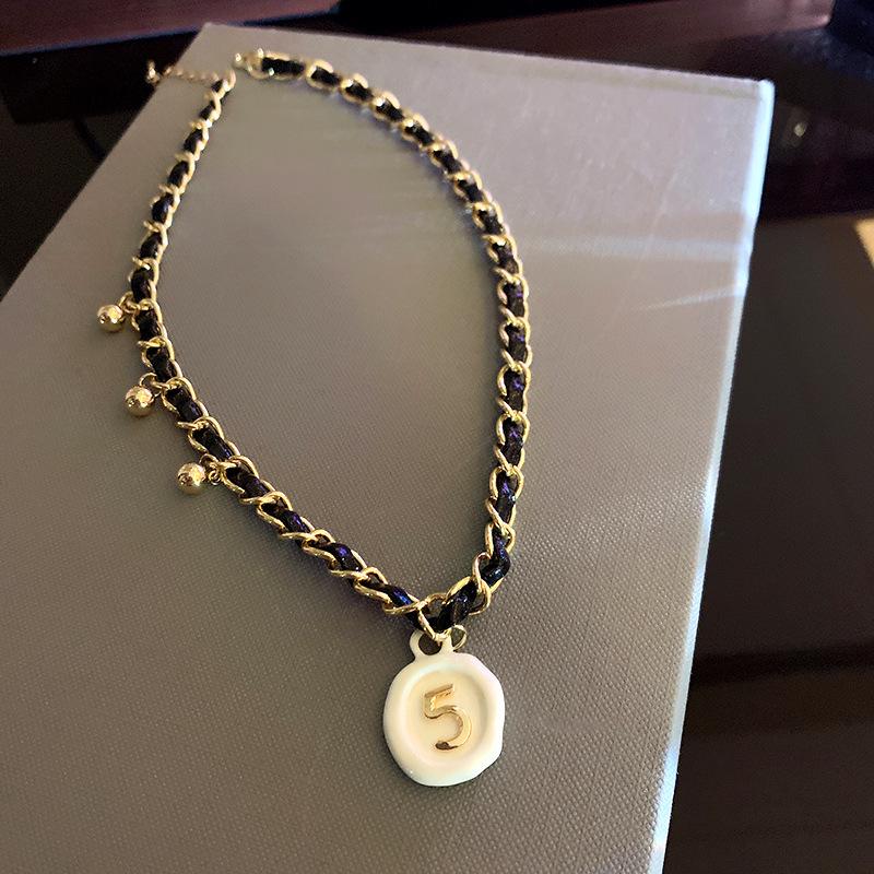 Titanium Steel Black Heart Pendant Necklace - High-End Niche Design Sweater Chain