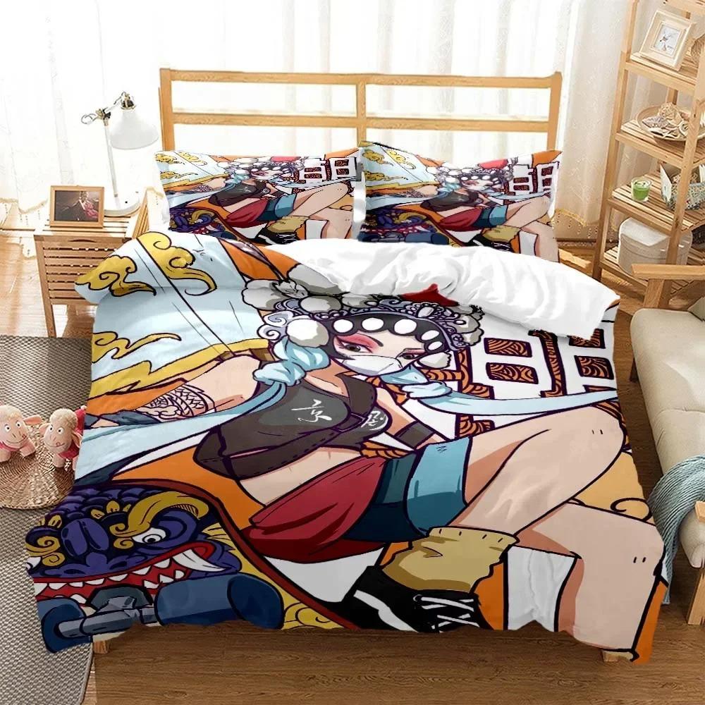 Comforter Chinese Cartoon Beijing Opera Natural Bedding Set Bedroom Soft Modern S Comefortable