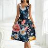 Ladies' square neck floral sleeveless dress with a large swing