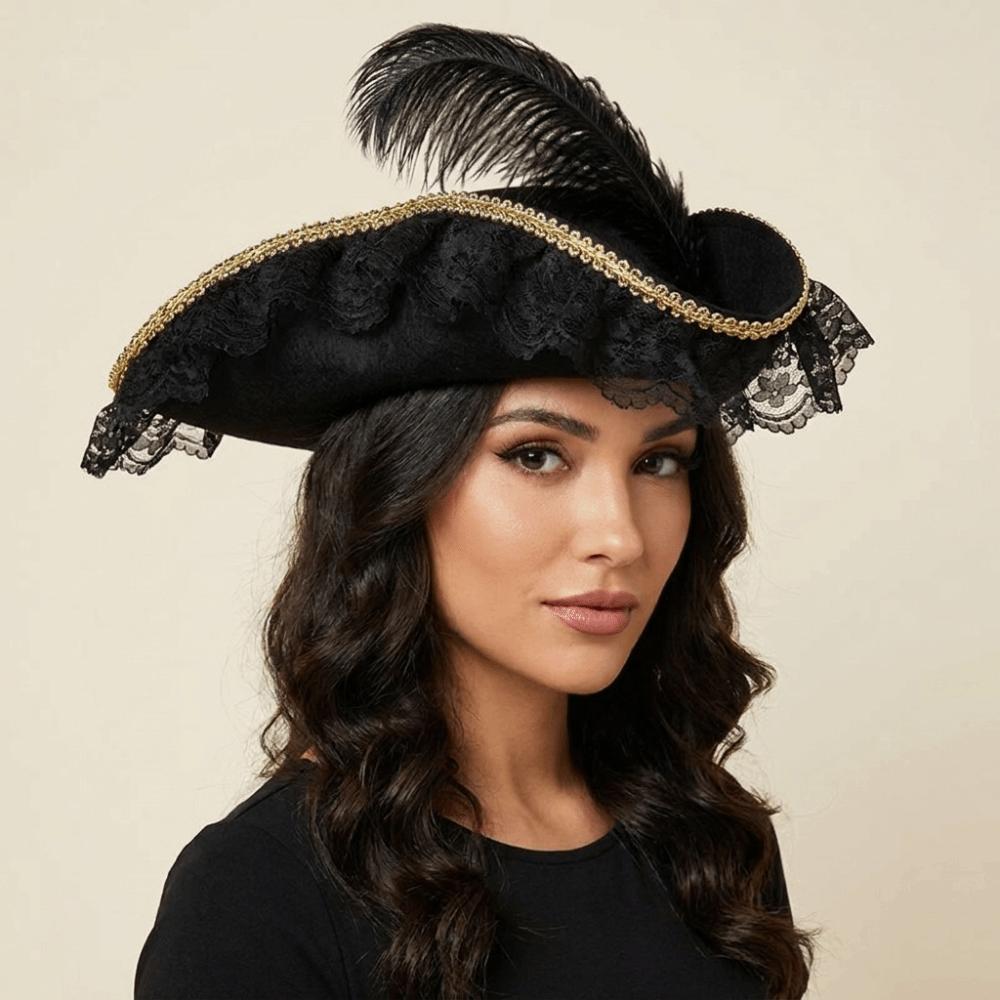 Sombrero Jack Sombrero de Capitán Color Sólido Sombrero de Tres Picos para Adultos Sombrero de Pirata Divertido para Cosplay Carnaval